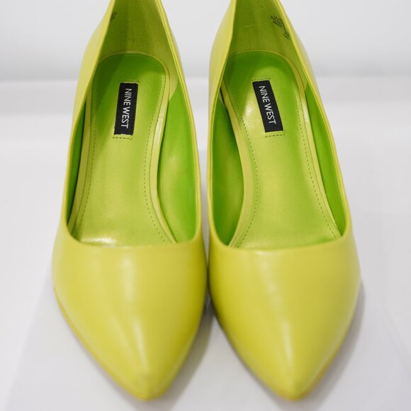 Vibrant Lime Green Statement Heels Classic Pumps Elegant Style - Picture 1 of 7